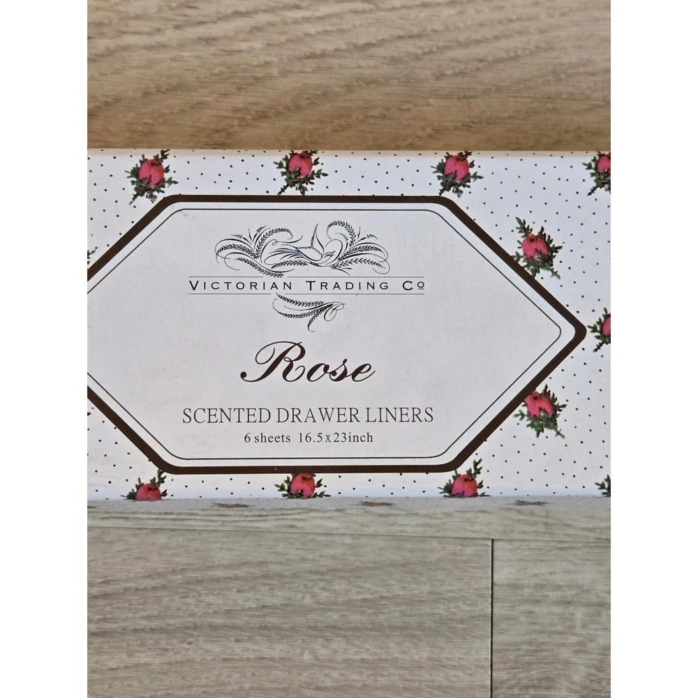 Victorian Trading Co Rose Scented Drawer Liners 6 Sheets Floral Dot 16.5x23